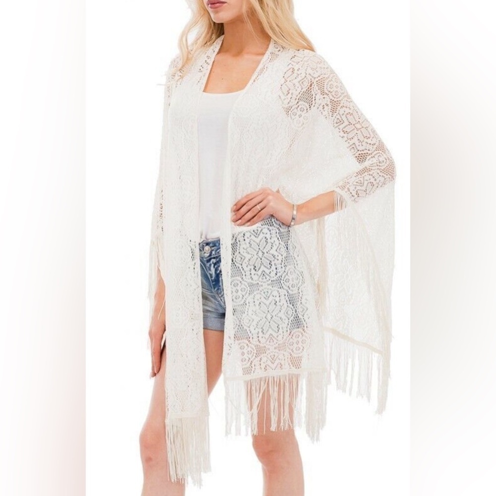 Women’s Lace Pattern Coverup, ivory one size